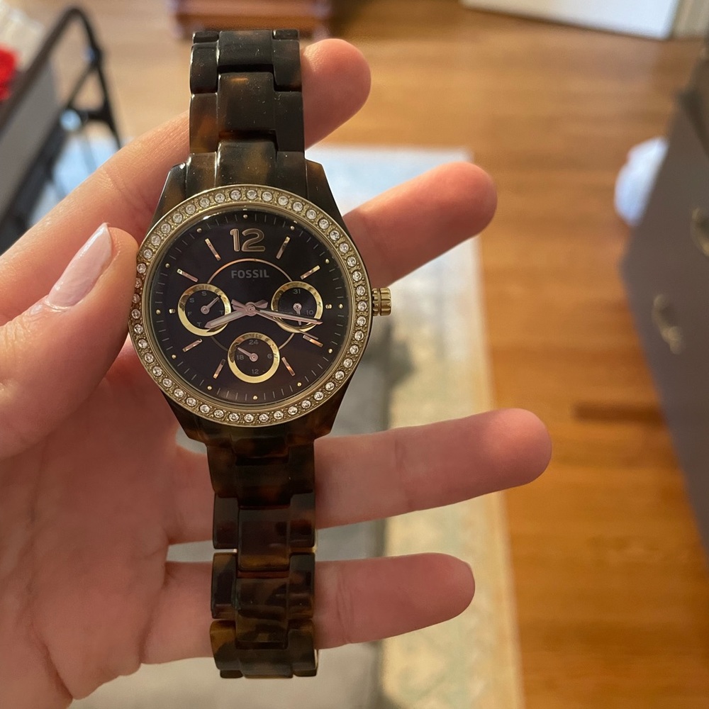 Tortoise Shell Fossil Watch - image 3